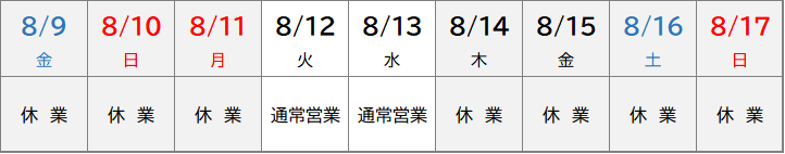 盆休み2025